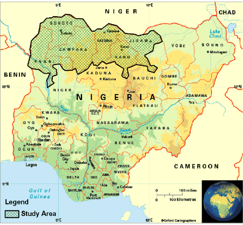 Political Map Of Nigeria Showing States Making The Study Area Oxford Cartographers 2007 