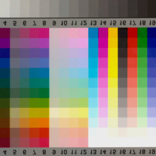 Some samples of digital photographs of a colour test card (right ...