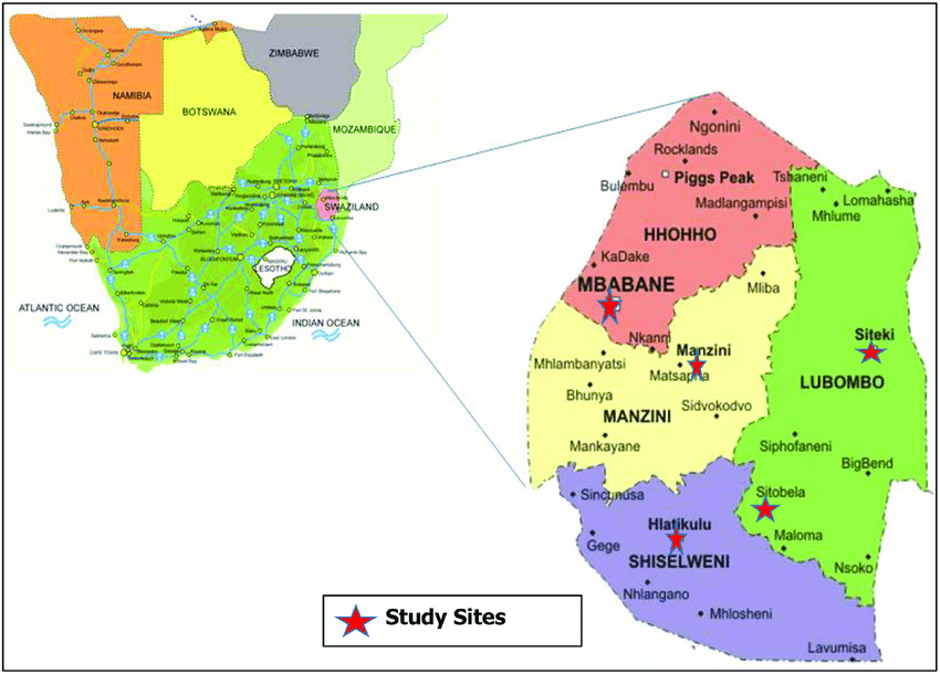 Свазиленд на карте. Свазиленд столица Мбабане на карте. Королевство Свазиленд на карте.