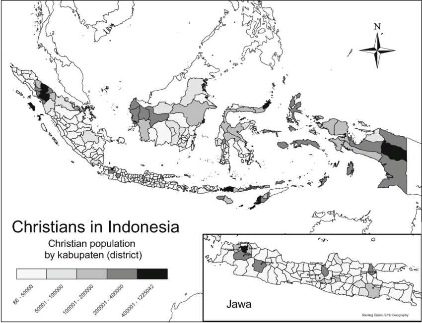 2 Distribution of Christians in Indonesia (Map by Sterling Quinn, BYU