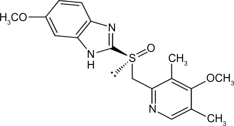 Structural formula of esomeprazole, S-isomer of omeprazole ...