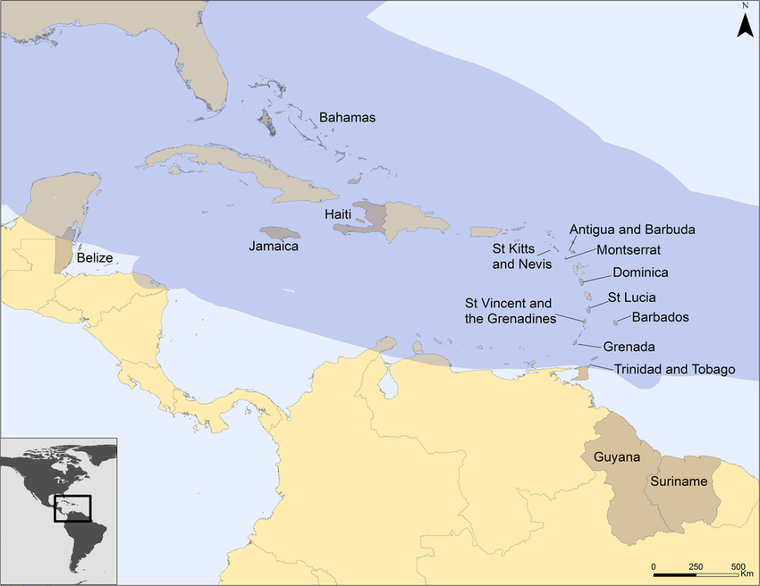 map of hurricane belt Caricom Countries Within The Caribbean And Regional Belt Of Major map of hurricane belt