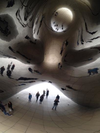 Sculptures by Anish Kapoor. On the lef:t 'Anish Kapoor in the Pont ...