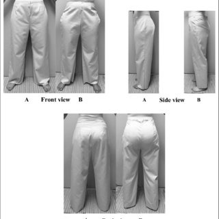 Selected front, side, and back view pictures (Type A ¼ pants made