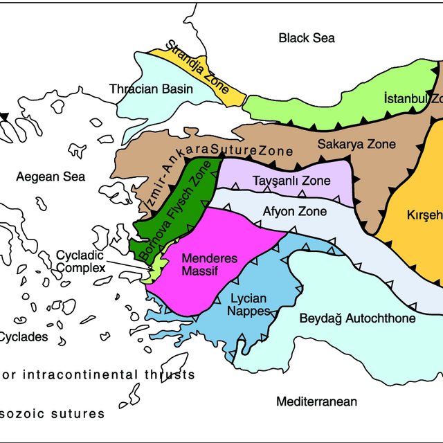 Generalized tectonical map of the Eastern Anatolia and tectonical zones ...