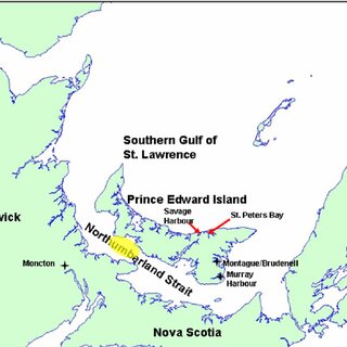 gulf of st lawrence canada map Map Of Southern Gulf Of St Lawrence Canada Showing Locations gulf of st lawrence canada map