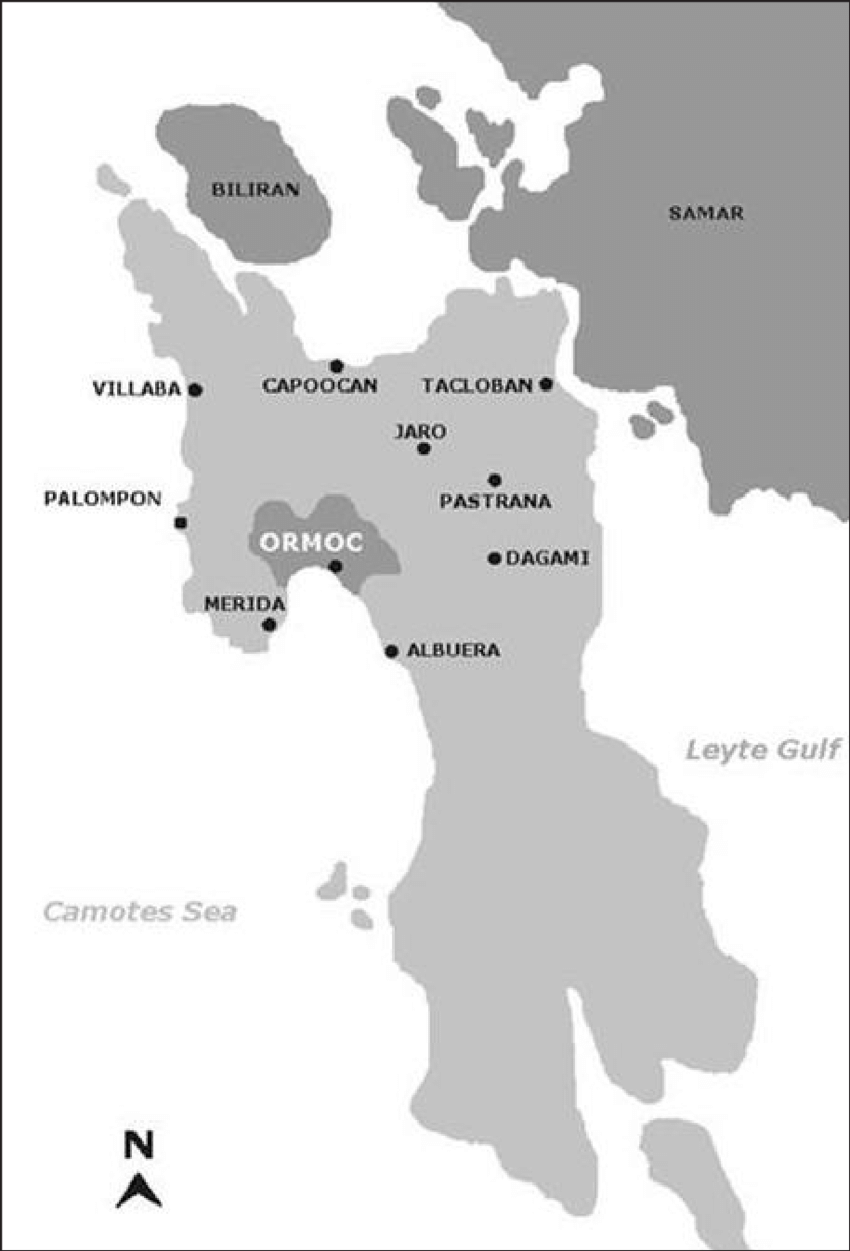 Map of Leyte showing the location of Ormoc City | Download Scientific ...