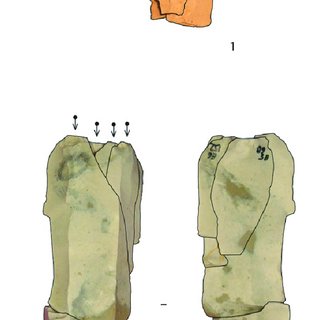 Fig. 12 -Vallée du Nant à Chevilly (Loiret). Remontages. 1 : remontage de trois pointes à troncature oblique ; 2 : remon tage de produits laminaires et lamellaires (dessins O. Roncin).