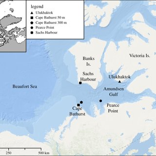 Map of the Amundsen Gulf and eastern Beaufort Sea area showing the... |  Download Scientific Diagram