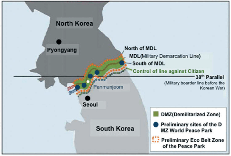 Map Of Korean Dmz And The Proposed Dmz Peace Park Area Cited From Download Scientific Diagram