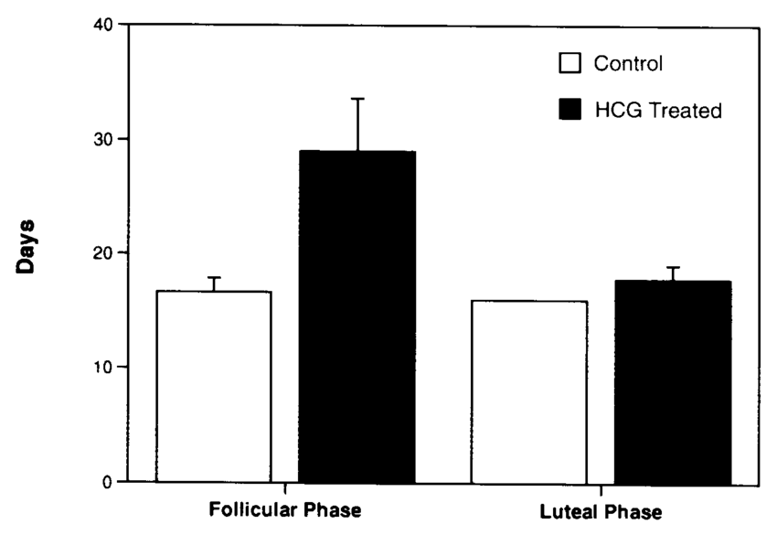 Mean ± SE follicular phase and luteal phase lengths in human