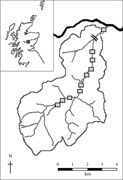Maps showing the River Dee (Scotland) and the Girnock Burn catchment
