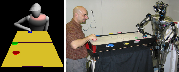 The software air hockey game on the left and air hockey playing with a... | Scientific Diagram