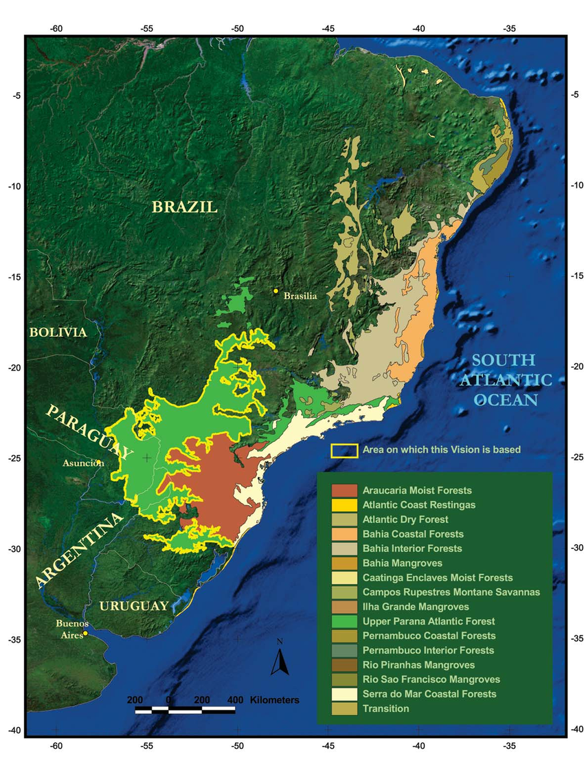 The 15 Ecoregions of the Atlantic Forests Global 200 Ecoregion Complex