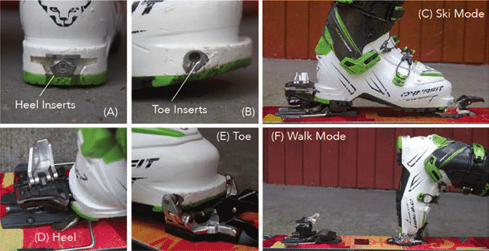 toe inserts molded into ski boots, (c 
