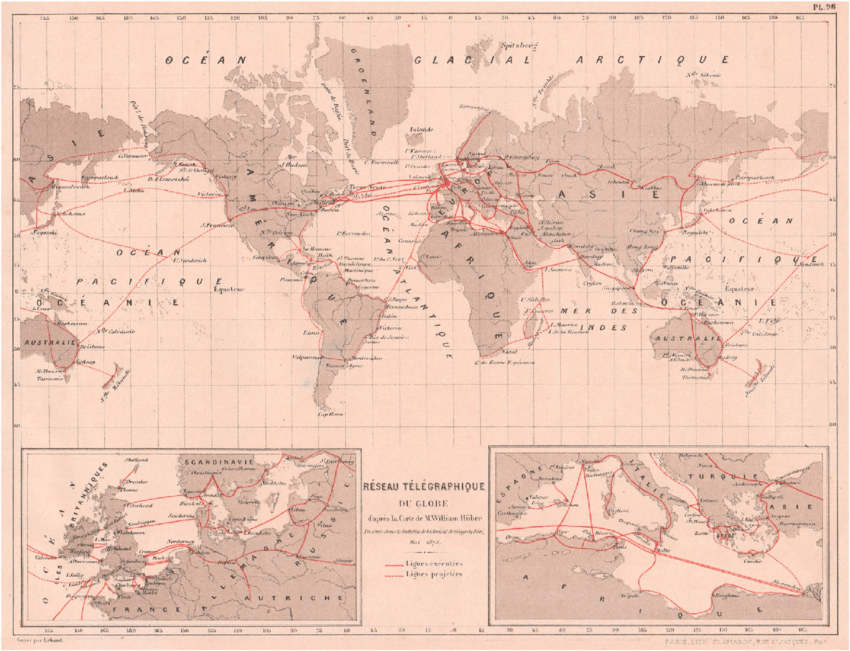 Map Showing Global Telegraph Lines In 1873 Download Scientific Diagram