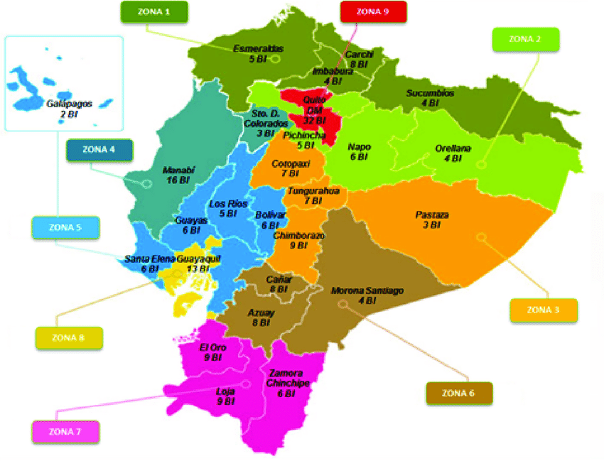 Mapa Ecuador Division Zonas De Planificacion Y Politico