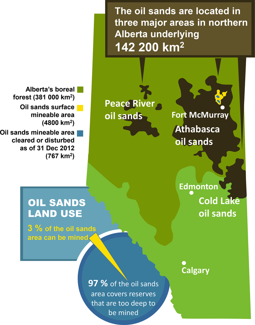 Map showing the oil sands regions (based on an image from Government of ...