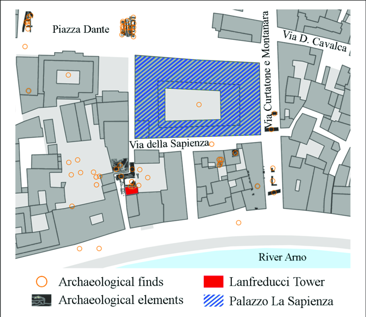 | Map of archaeological finds in the area of the tower (MappaGIS) 1 ...