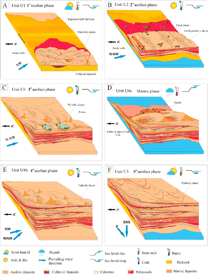 Depositional environment evolution model showing the succession of the
