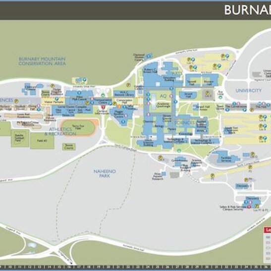 SFU Burnaby Campus Map -SFU's Burnaby Mountain campus is surrounded by ...