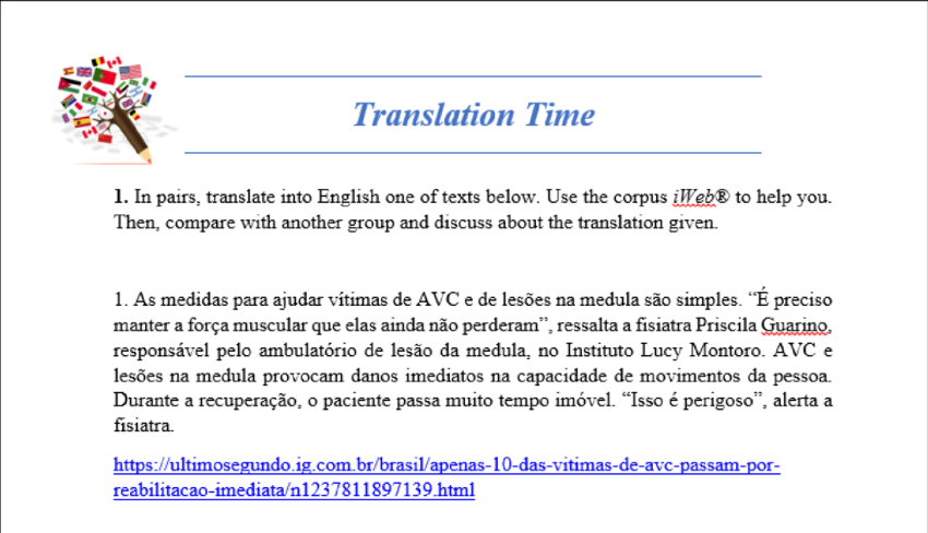 − Atividade de tradução.