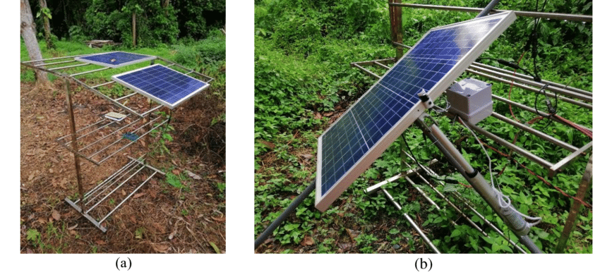 a)Flat-fixed solar panels (b) auto tracker of solar panels Two LDR