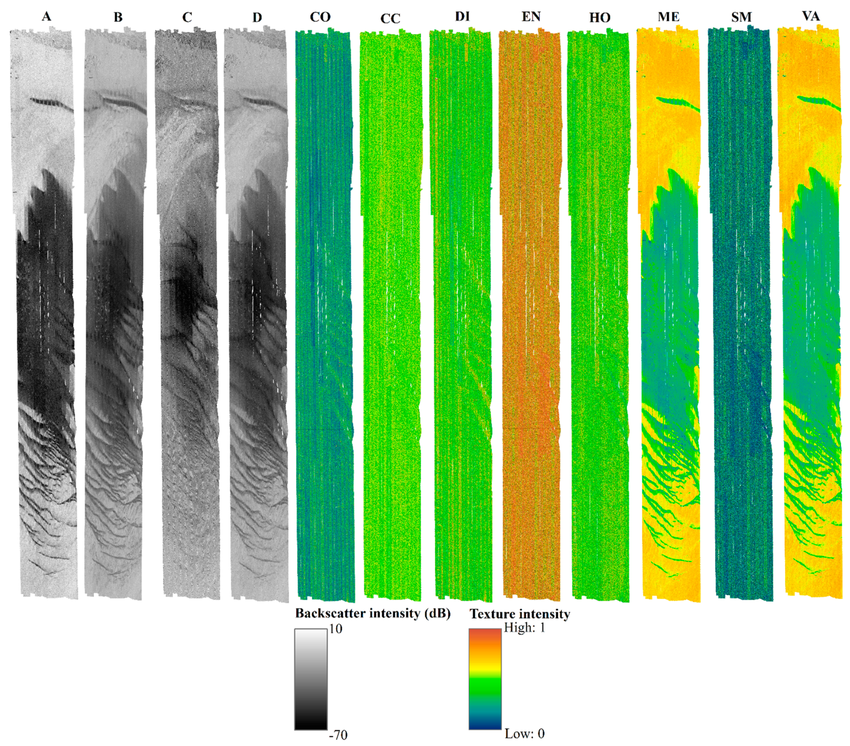 Multipanel plot showing the visual comparison of the textural intensity ...