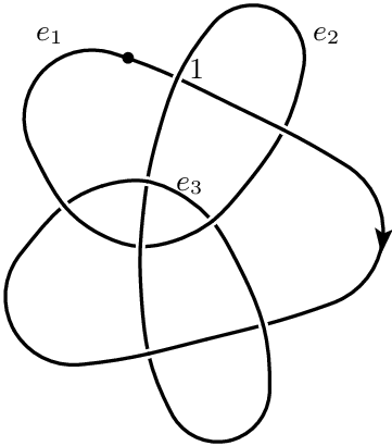 A diagram of the knot 8 16 with Gauss code {−1, 2, −3, 4, −8, 6