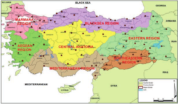 Map of Turkey regions and provinces | Download Scientific Diagram