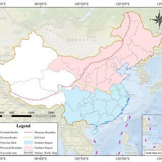 Study area (Monsoon region of the People’s Republic of China except for ...